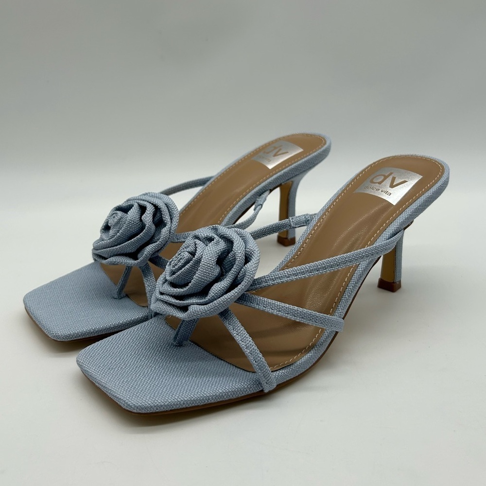 Dolce Vita Zelly Blue Floral Strappy Mule Heels | Size 7.5 | New With Box - Picture 5 of 9